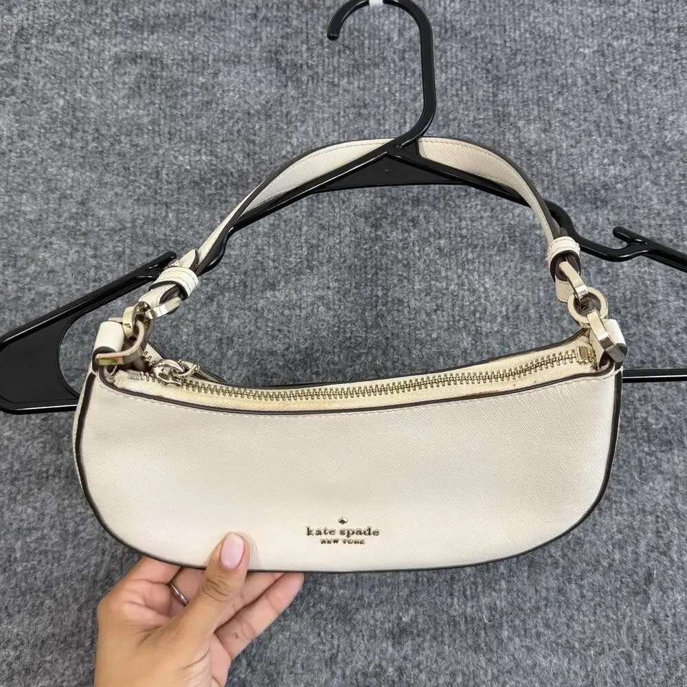 Kate Spade Paige Convertible Crossbody Shoulder Bag White Leather Minimalist